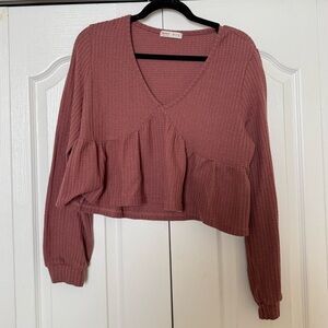 ROMWE Cropped Maroon Sweater